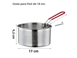 Cesto para Fritura de Cozinha em Aço Inoxidável 306 , Escorredor de Macarrão, Colher para Batata Frita, Design Anti transbordamento MDUG (18 Cm)