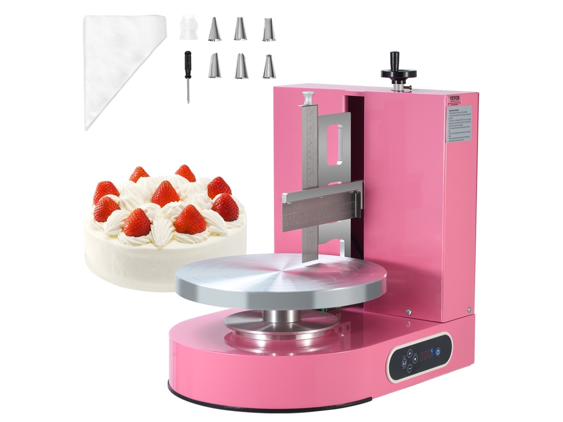Máquina de espalhar glacê para bolos Vevor Pink Cake para bolos de 10 a 30 cm, 500 x 370 x 550 mm