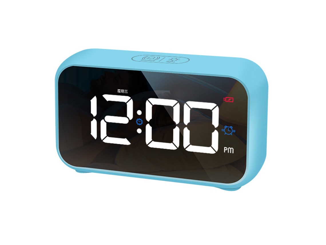 Relógio de Mesa Musical Led Bluetooth Espelho de Controle de Voz Inteligente de Carregamento Cinco Grupos de Despertadores