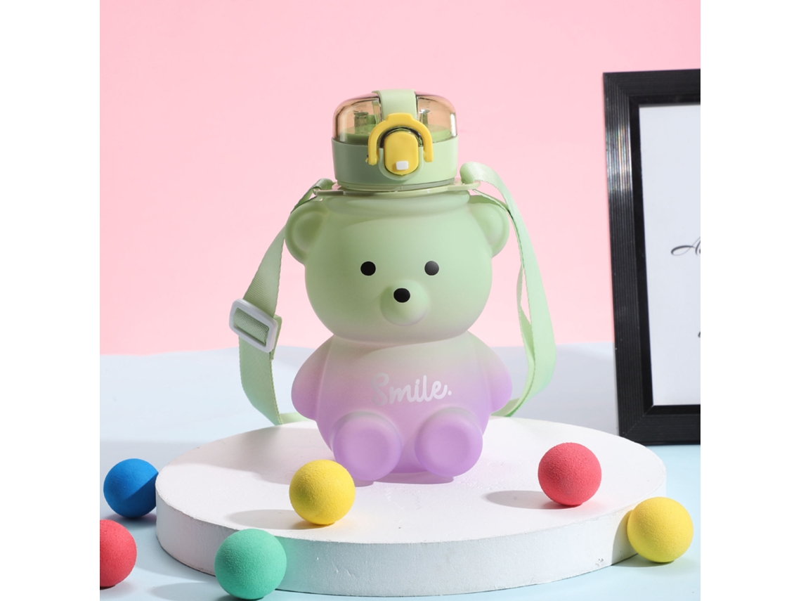 Copo de Água 800ml com Palhinha, Infantil, Urso, DUREFORWARD