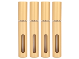 Frascos de perfume portáteis de vidro recarregáveis para uso externo, 10ml x 4 unidades, dourados.