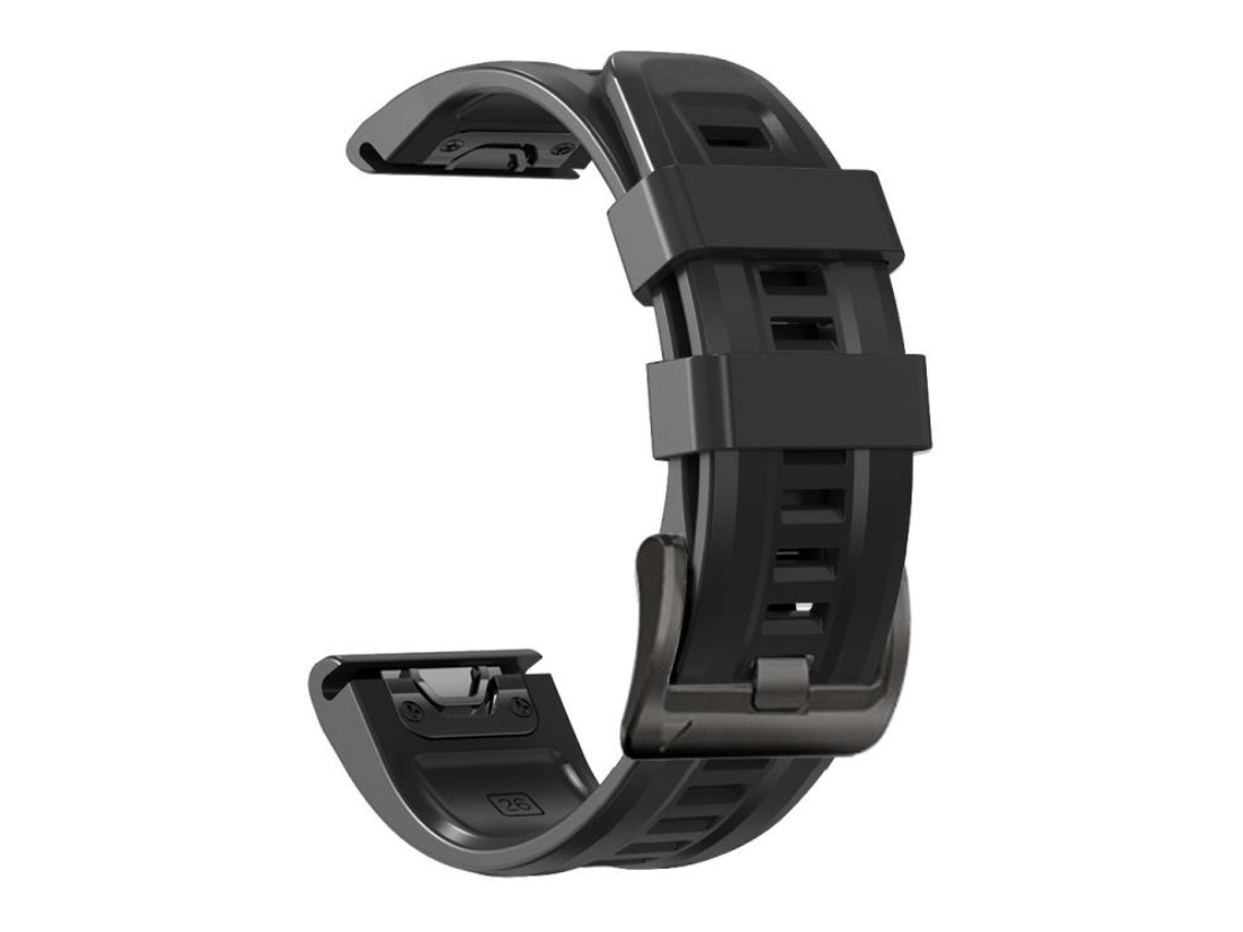 Bracelete Para Garmin (26mm) - Silicone Esportivo - Cor Sólida - Fivela De Aço Preta Preta