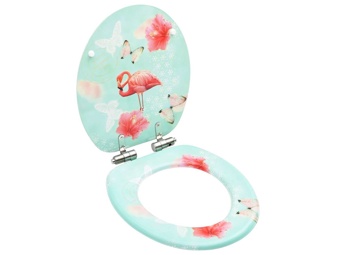 Vidaxl Assento De Sanita Com Tampa De Fecho Suave Mdf Design Flamingo