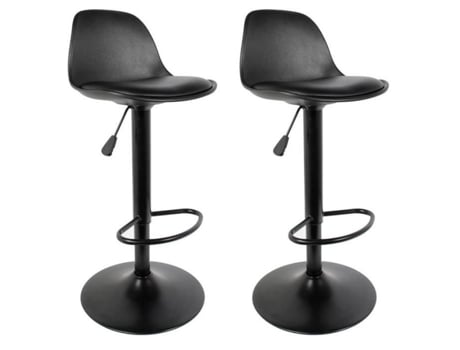 Conjunto de 2 Bancos de Bar Paris Price Isak 104Cm Preto Altura Regulável Assento Acolchoado Confortável PARIS PRIX