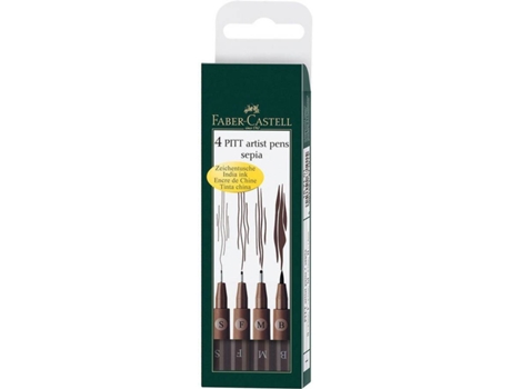 FABER-CASTELL Marcador Fineliner Artist Pitt, XS, S, F, M, Tinta da China Sépia