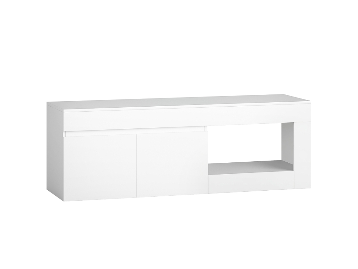 Móvel De Tv Moderno Para Sala De Estar Com 2 Portas, Compartimento Aberto E Puxadores, Para Tvs De Até 60 Polegadas, 140 X 40 X 48 Cm, Branco.