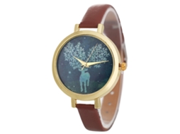 Relógio de Pulso Feminino Casual Estiloso Quartzo Analógico Pulseira Pu Presente (café)