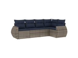 Conjunto de Sofá de Jardim, 5 Peças, Almofadas, Rattan Cinza MAISON EXCLUSIVE