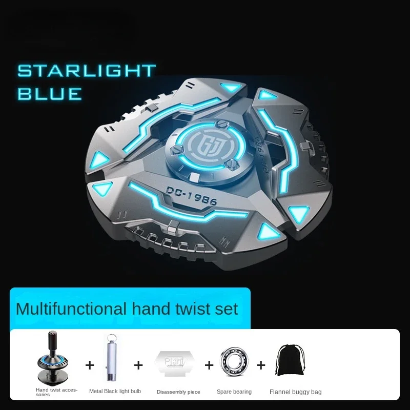 (azul) Spinner De Dedo De Metal Com Função De Luz, Gira Continuamente.