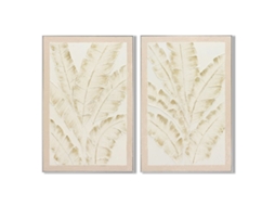 Pintura Home Esprit Branco Bege Palmeiras Tropical (2 Unidades)