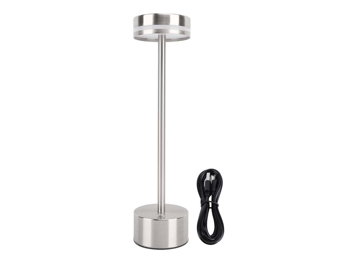 Rebe-lâmpada De Mesa Sem Fio Recarregável Moderna Regulável 3 Temperaturas De Cor Portátil De Noite Prata