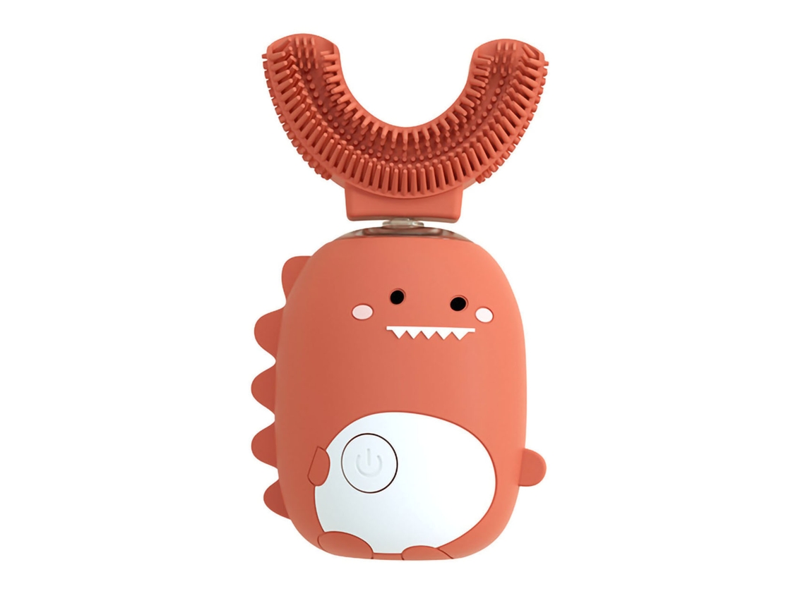 Mali escova de Dentes Elétrica Infantil U Forma Dinossauro Laranja Ipx7 Automática