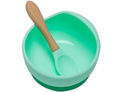 Tigela Para Bebê Com Ventosa De Silicone, Conjunto Com Colher, Livre De Bpa (menta)