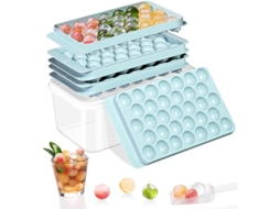 Conjunto de Formas de Gelo Redondas, Empilháveis, com Tampa e Recipiente, para Drinks, Café, Cocktails