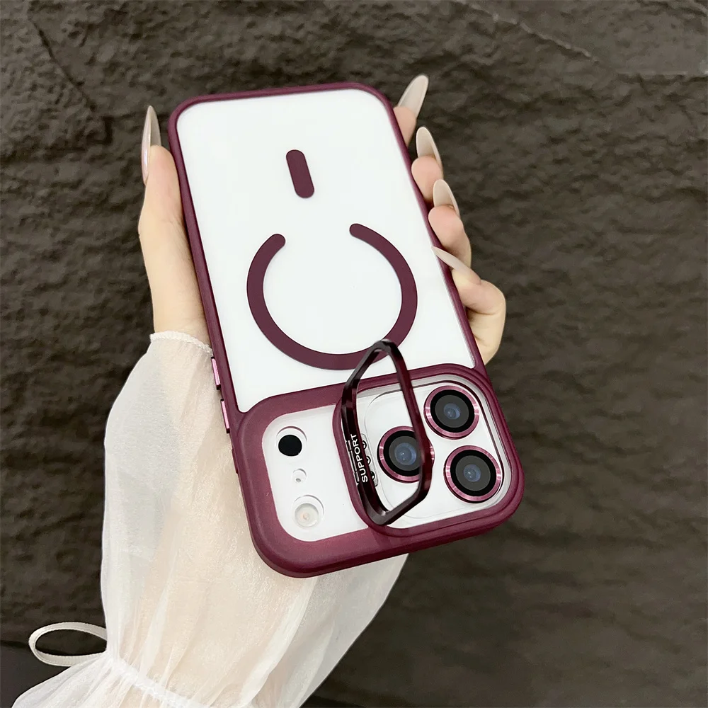 (iphone 11, Borgonha) Capa Para Iphone Com Suporte Magnético Magsafe, Compatível Com Carregamento Sem Fio.