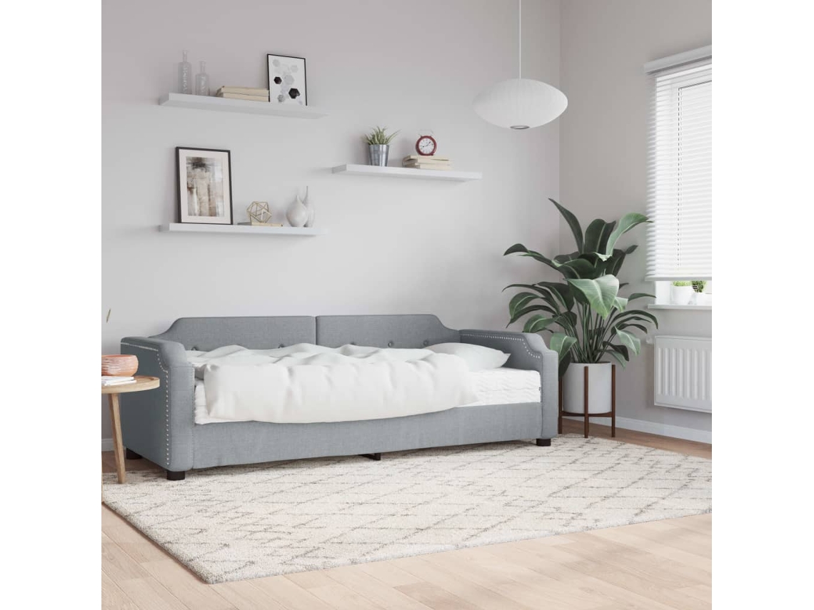 Vidaxl Sofá-cama Com Colchão 80x200 Cm Tecido Cinzento-claro