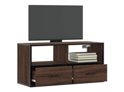 Vidaxl Móvel P/ Tv 80x31x39,5cm Deriv. Madeira/metal Carvalho Castanho