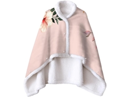 Manta de Lã Sherpa Fansu Xale Grossa e Macia para o Inverno com Estampa Flamingo Botões Quente Microfibra Cria