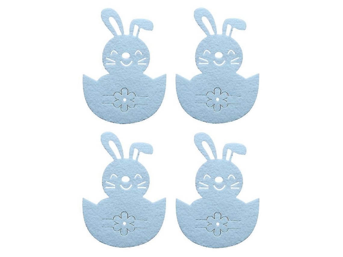 Organizador de Talheres Coelho da Páscoa, Conjunto de 4 Sacos para Guardar Talheres, Branco