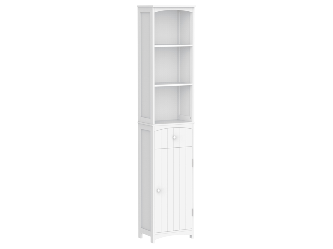 Coluna Casa Banho 1 Gaveta Armário 3 Prateleiras 34x24x170cm Branco