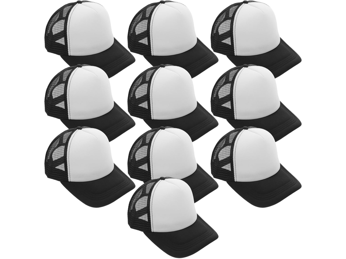 Pacote Com 10 Bonés Sublimáveis Em Branco, Feitos De Malha De Poliéster E Espuma, Personalizáveis E Leves.