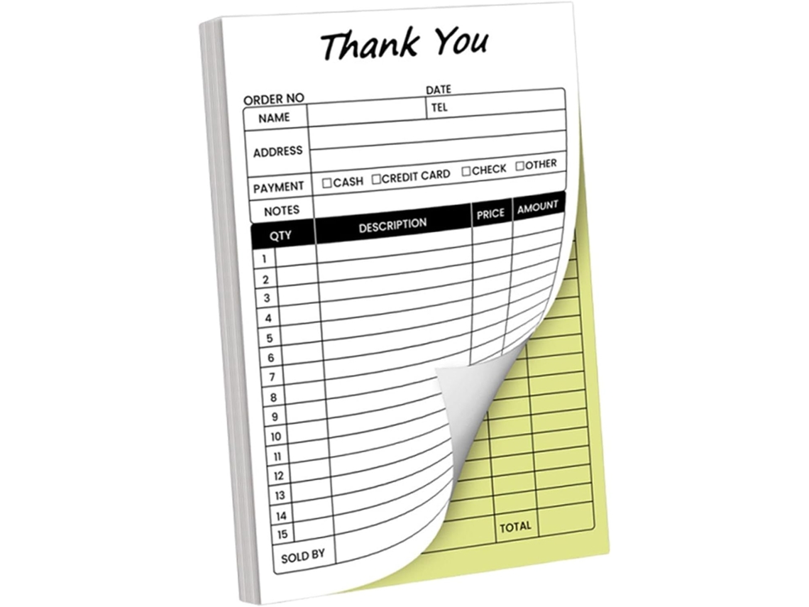 Carnet De Reçus Sans Carbone Bloc-notes De Factures Registre De Ventes Professionnel