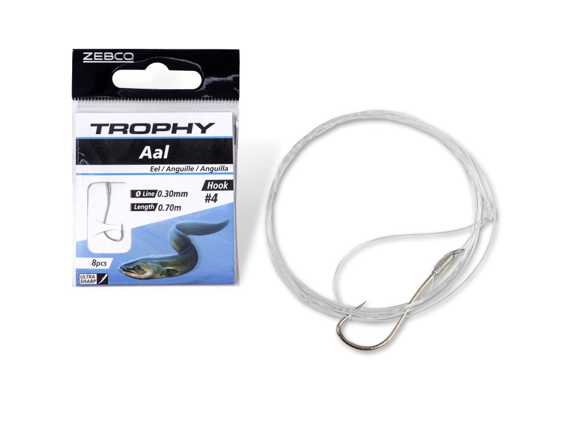 Pacote de 8 Líderes ZEBCO Trophy Eel 0,35Mm 70Cm