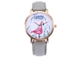 Relógio Feminino de Pulso Estilo Animal com Pulseira de Couro Moderno e Elegante Cinza