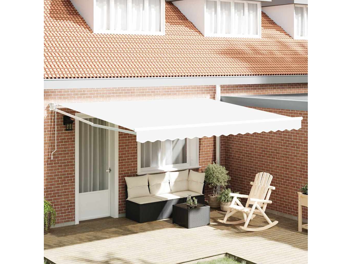 Vidaxl Toldo Retrátil Branco 400 × 300 Cm Poliéster E Metal