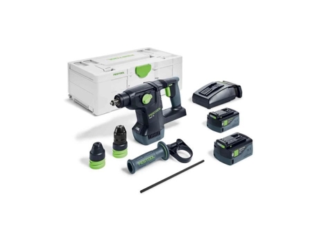 Broca de Cinzel Sds Plus 18V Khc 18 5.0 Ebi Plus 2 Baterias 5 Ah Carregador Caixa Systainer 577448 FESTOOL
