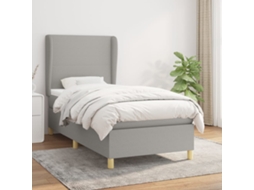 Cama Com Molas/colchão 100x200 Cm Tecido Cinzento-claro