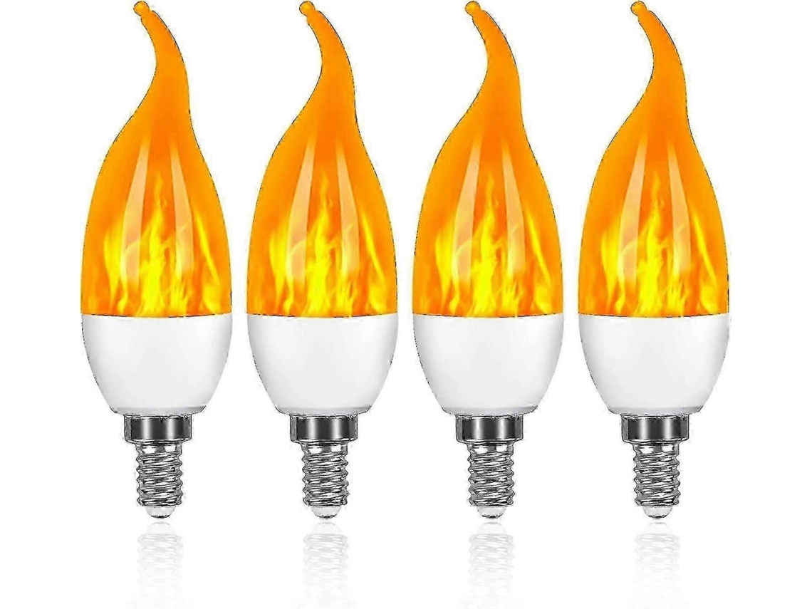 Pacote com 4 Lâmpadas Led E14 de 3w Efeito Chamas e 3 Modos Iluminação Decorativa BRILVIBERA
