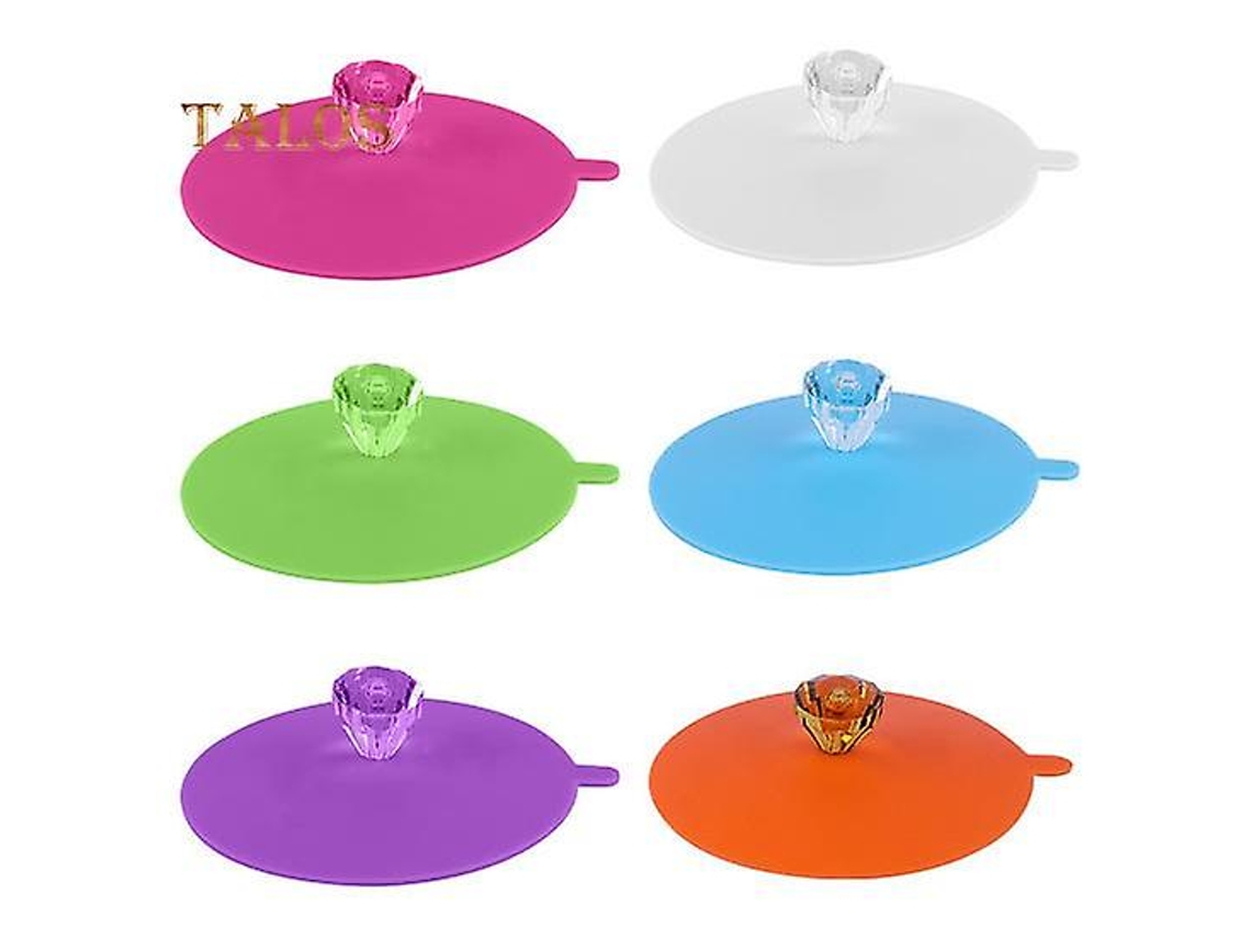 Conjunto De 6 Tampas Para Copos, Canecas E Taças Vinho, Resistentes Ao Calor Multifuncionais, Com Puxador Strass. Aquaforge