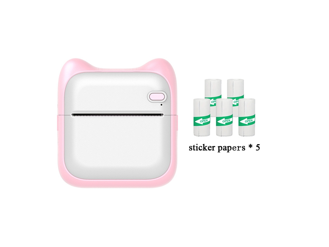 Impressora Térmica Bluetooth Rosa BRILVIBERA ( 5 Rolos de Papel Autoadesivo)