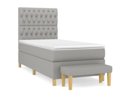 Cama com Molas e Colchão Tecido Cinzento Claro MAISON EXCLUSIVE (90x190 cm)