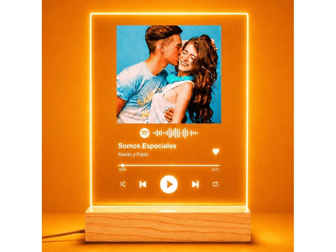 Lâmpada Personalizada Em Metacrilato Com Foto E Código Spotify