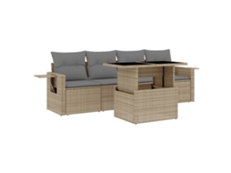 Conjunto de 5 Sofás para Jardim com Almofadões Vime Pe Bege MAISON EXCLUSIVE (5 pcs)