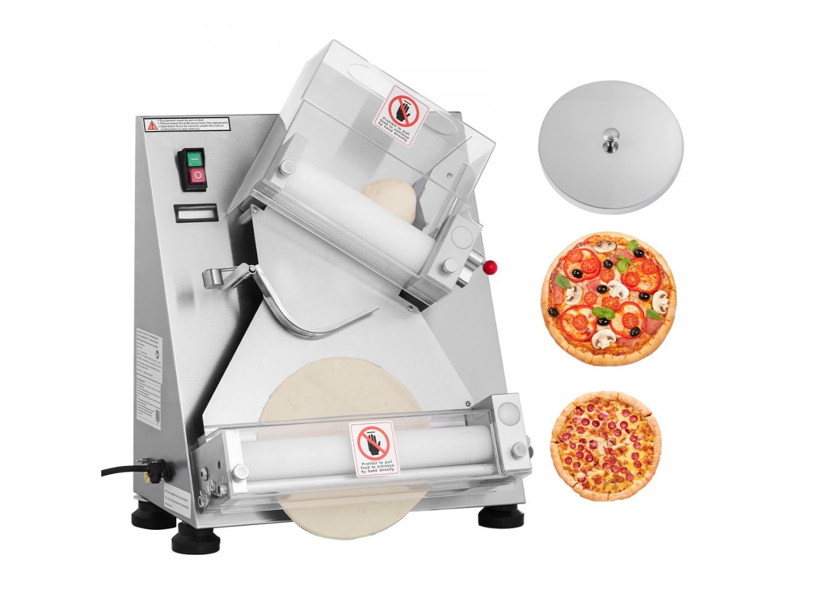 Prensa Elétrica Automática Para Massa De Pizza 355,6mm Com Rolos Duplos Inox Tekmaquinas