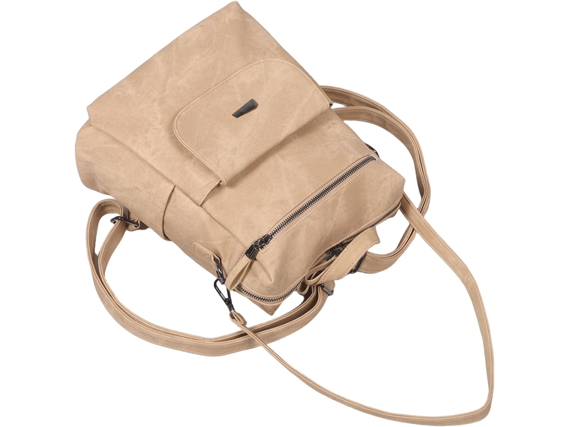Mochila Feminina Antifurto, Cáqui, Tecido Impermeável, Bolsa De Ombro Versátil