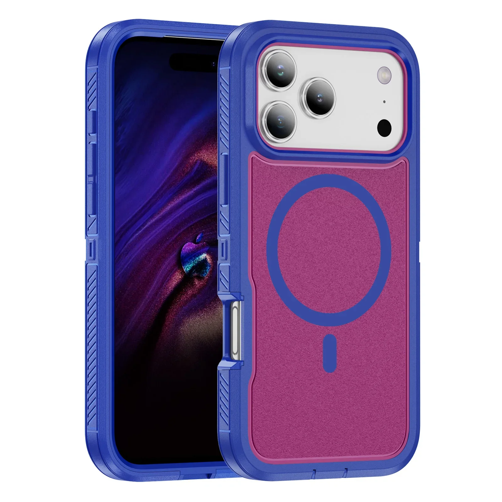 (rosa E Azul, Iphone 14 Pro) Capa Protetora Antiderrapante De Nível Militar, Compatível Com Carregamento Magsafe.