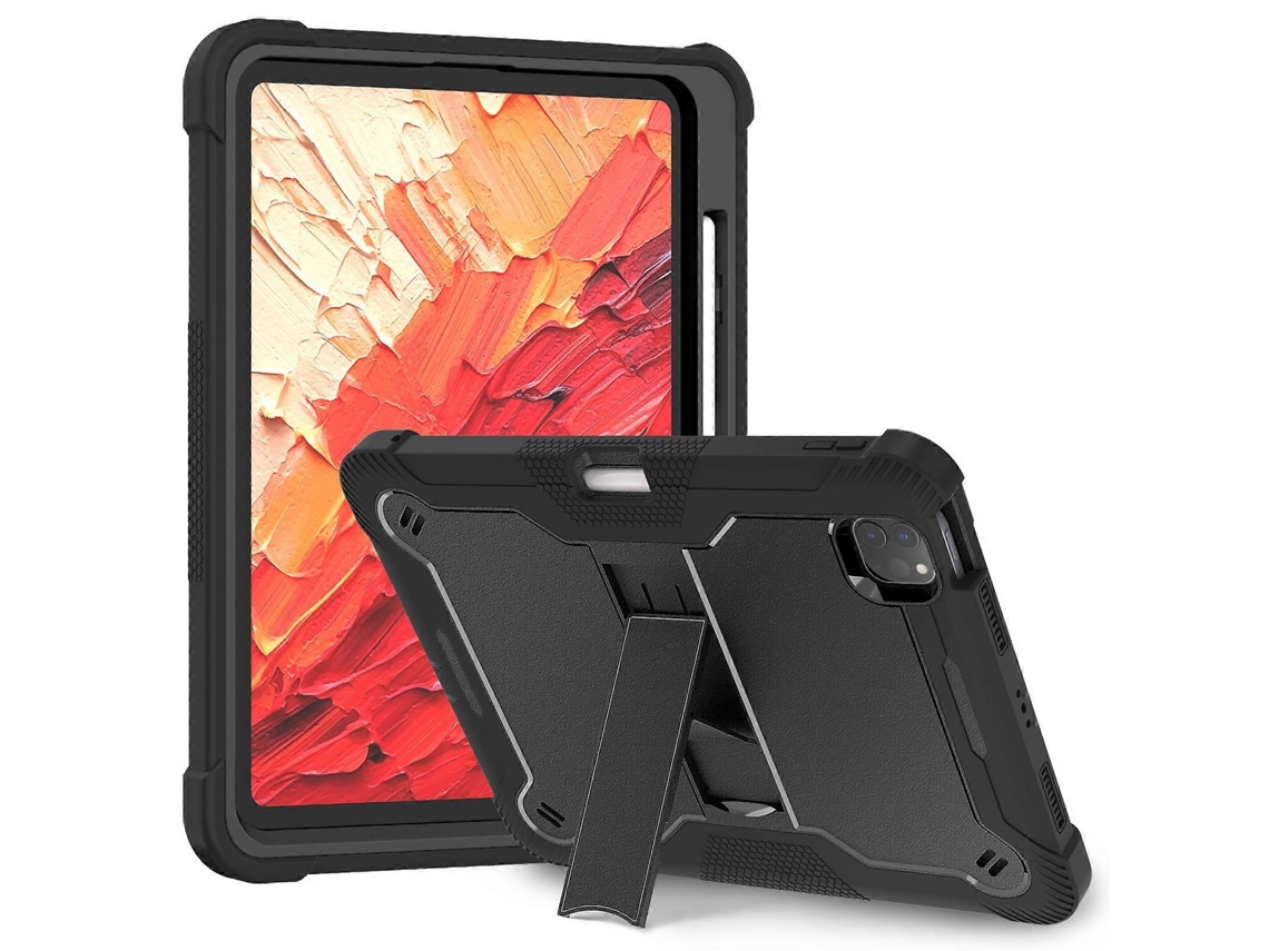 Capa Protetora Em Silicone E Pc Com Suporte Para Ipad Pro 11, Preto Elysve