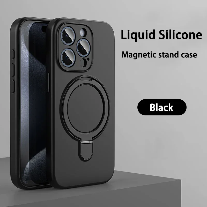 Capa Protetora Magnética De Silicone Líquido (iphone 12 Pro Preto), Carregamento Sem Fio, Suporte Invisível.