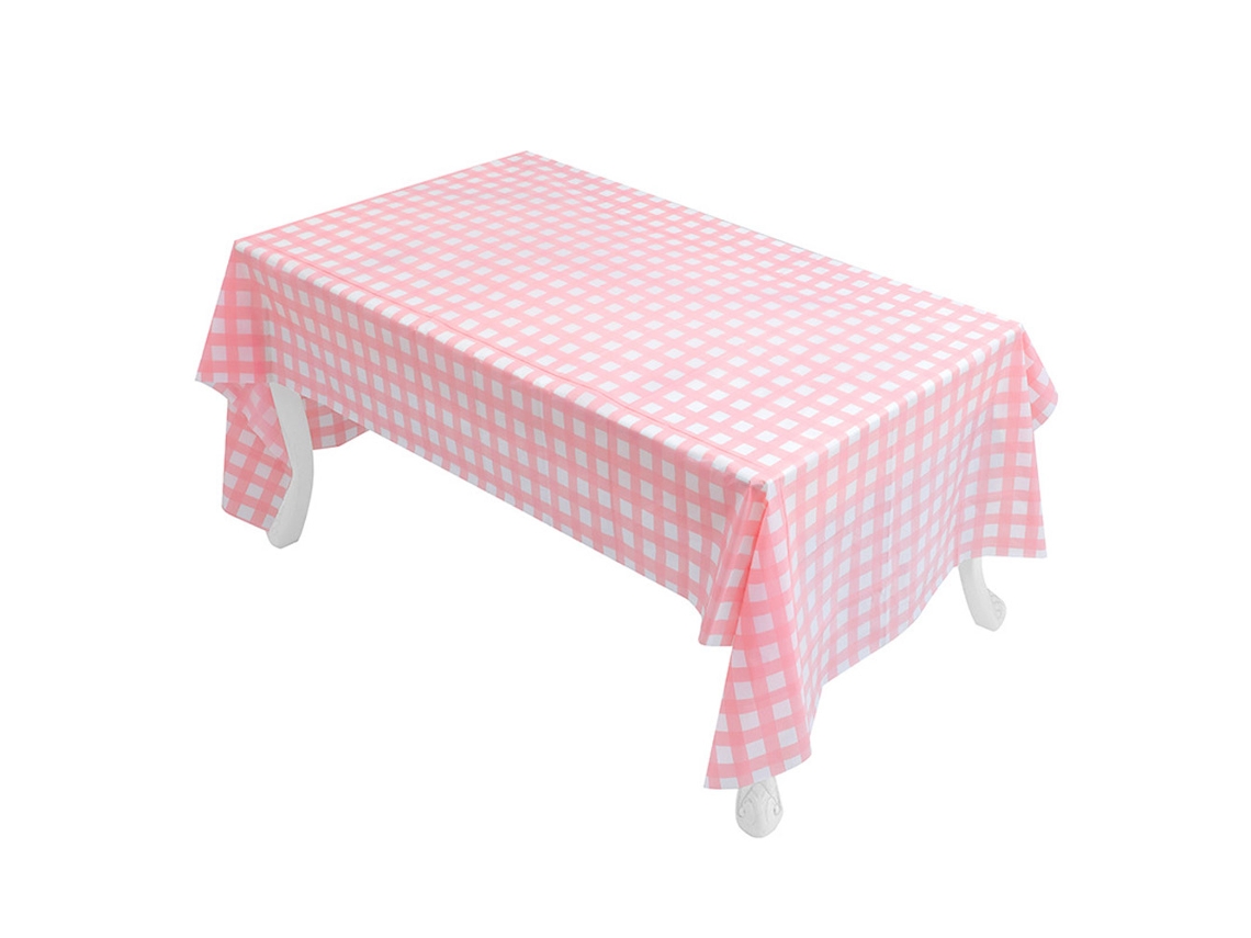 Pacote com 3 Toalhas de Mesa Xadrez de Plástico Descartáveis para Festa de Piquenique 54 X 108 Polegadas. Capa de Mesa Retangular Rosa