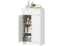 Armário Banheiro Estreito 2 Gavetas E Porta Arqueada, 60x30x108 Cm, Branco Texturizado