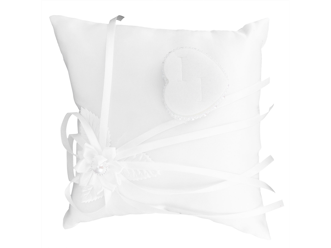 Almofada de Anel Coração Camélia Tecido 20x20cm para Casamento com S/MARCA