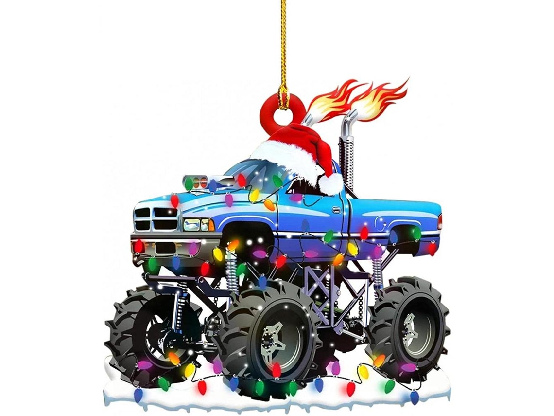 Pendente de Natal com Caminhão Navio Escavadeira Carro de Bombeiro