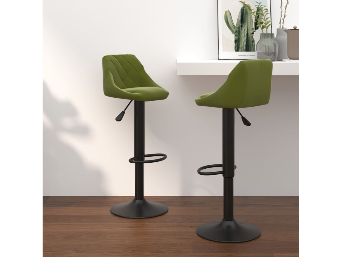 Vidaxl Bancos De Bar 2 Pcs Veludo Verde-claro