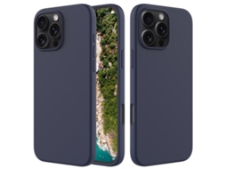 Capa De Silicone Para Iphone 16 Pro Max - Cor Sólida, Proteção Fina E Antiaderente - Azul Meia-noite