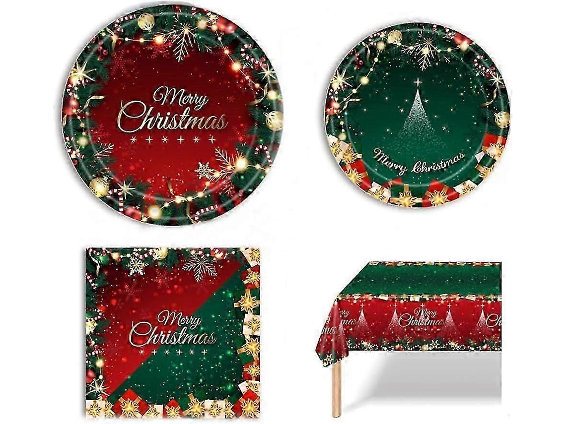 Suprimentos Para Festa De Natal, Pratos De Papel De Natal Verdes E Vermelhos, Guardanapos PENGDSJE