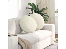 Vidaxl Almofadas De Assento 2 Unid. Veludo Creme Ø50 X 19 Cm